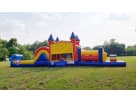 Colorful Aladdin obstacle course bounce house rental in Austin with 50ft wet or dry slide, ideal for Leander birthday parties.