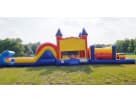 Castillo Coco Melon de 50ft con tobogán acuático en renta para Dallas — ideal para fiestas en Irving.