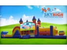 50ft Peppa Pig obstacle course rental in Austin with wet or dry slide, perfect for San Marcos birthday parties.