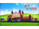 50ft Strawberry Shortcake obstacle course with wet or dry slide rental in Dallas, perfect for McKinney birthday parties.