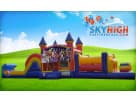 Super Heroes 50ft obstacle course rental in Austin with wet or dry slide, ideal for Georgetown birthday parties.