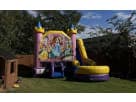 Disney Princess 6in1 bounce house with wet slide rental in Houston, perfect for girls' birthday parties and holds up to 8 kids.