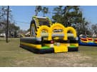 Yellow and black Adrenaline Rush Junior obstacle course rental in Dallas with climbing features and tunnels, ideal for Fort Worth
