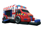 Ambulancia First Responders con tobogán acuático disponible para renta en Houston — perfecto para eventos en Pearland.