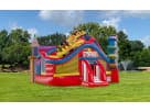 Perfect for Frisco toddler parties, this red and yellow castle bounce house rental in Dallas features dual slides and safe
