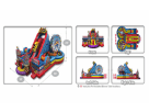 Renta de parque de diversiones inflable con circuito de obstáculos en Houston, ideal para fiestas temáticas en Pasadena.