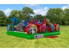 Perfect for Plano toddler parties, this colorful Animal Kingdom bounce house rental in Dallas features slides and castle towers