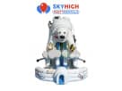Tobogán de oso polar con doble carril en Austin — renta de juego inflable temático ideal para eventos escolares en Cedar Park.