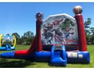 Avengers bounce house rental with integrated slide brings superhero fun to Mesquite parties.