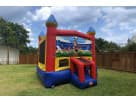 15x15 Baseball Bounce House Moonwalk rental in Houston—colorful castle with turrets and climbing wall, perfect for League City