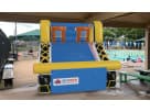 Blue and yellow Mini Basketball Shootout rental in Dallas with dual hoops, ideal for Mesquite birthday parties and events.