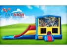 Batman 3in1 obstacle course rental in Austin with wet or dry slide—ideal for Leander parties.