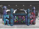 Neon laser tag arena rental in Houston with 8-person capacity and inflatable maze design, ideal for Kingwood birthday parties