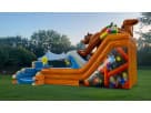 Perfect for League City birthday parties, this Bear Camp double lane water slide rental in Houston features wet or dry play