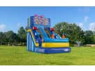 Birthday cake water slide rental in Houston with wet or dry capability, perfect for Conroe parties and kids ages 3 and up.