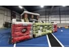 Train-themed bounce house rental with cabin and cargo car sections, ideal for Dallas birthday parties and popular in Plano.