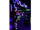 Neon laser tag arena rental in Dallas with 8-person capacity, ideal for interactive party games in Plano.
