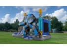 Blue Robot bounce house rental in Dallas with dual water slides, ideal for Plano parties.