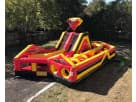 Superman dual-slide obstacle course rental in Houston featuring dual racing lanes, ideal for Sugar Land birthday parties.