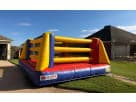 Boxing ring bounce house rental in Houston with giant inflatable gloves, ideal for interactive party entertainment in Katy.