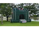 Camo military tank bounce house rental in Austin with tactical theming, perfect for Pflugerville celebrations.