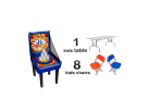 Carnival game rental in Dallas with kids table and 8 chairs, perfect for Fort Worth birthday parties and indoor-outdoor events.