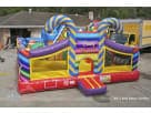 Toddler Candy Playland obstacle course rental in Austin with colorful lollipop decorations, ideal for San Marcos birthday parties.
