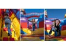 Midway Amusement Park Jr toddler bounce house rental in Dallas with colorful slides and tunnel—ideal for Irving birthday parties.