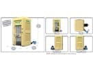Yellow cash vault money machine rental in Houston features an enclosed kiosk design, ideal for Conroe parties.