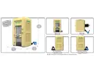 Yellow cash vault money machine rental in Houston features an enclosed kiosk design, ideal for Conroe parties.