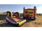 Perfect for Houston birthday parties, this red castle bounce house rental features a 13x13 jumping arena with basketball hoop