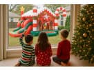 Christmas Candy Cane bounce house rental in Dallas with attached slide, ideal for Fort Worth holiday parties.