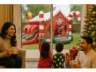 Perfect for Irving holiday parties, this Christmas Candy Cane bounce house rental in Dallas features festive red and green