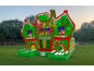 Christmas holiday maze obstacle course rental in Austin with festive red and green inflatable design, ideal for Buda holiday