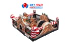 Gingerbread Wonder Playland bounce house rental in Dallas with candy decorations and slide, ideal for Mesquite indoor or outdoor