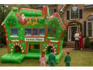 Christmas Holiday Maze obstacle course rental in Austin with candy cane design, ideal for backyard birthday parties in Buda.