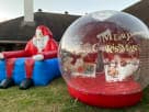 Santa Claus chair rental in Houston with photo prop design—ideal for Cypress holiday parties.
