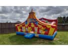 Perfect for toddler birthday parties in Austin, this colorful circus obstacle course rental holds up to 8 kids