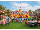 Toddler-sized circus obstacle course rental in Austin with striped big top, perfect for Round Rock birthday parties.