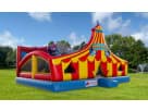 Perfect for Kyle birthday parties, this red and yellow superhero obstacle course rental in Austin holds up to 8 toddlers
