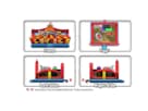 Red and yellow circus-themed toddler obstacle course rental in Houston with slide and bounce space for up to 8 kids.