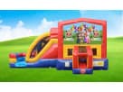 Cocomelon 3in1 obstacle course rental in Dallas with slide and interactive challenges, ideal for Lewisville birthday parties.