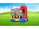 Cocomelon-themed bounce house rental in Dallas with wet or dry slide combo, ideal for Irving birthday parties.