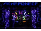 Battle Dome laser tag arena rental in Houston with 8-person capacity and interactive neon glow effects, ideal for Pasadena