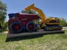 4-person construction obstacle course rental in Dallas with dump truck and excavator theme, ideal for Fort Worth events.