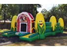 Corn maze obstacle course rental in Austin with multiple activities, ideal for fall festivals and Buda farm-themed parties.