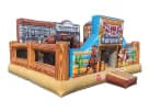 Wild West Cowboy toddler obstacle course rental in Houston with interactive pop-up features, ideal for Pearland birthday parties.