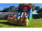 Perfect for Dallas birthday parties, this 18ft farm-themed water slide rental features wet or dry play for ages 3 and up.