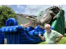 King Croc wet and dry slide rental in Houston with dual fast-moving lanes, ideal for Sugar Land parties.
