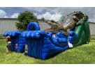 King Croc wet and dry slide rental in Houston with dual slide lanes — ideal for Kingwood backyard parties.